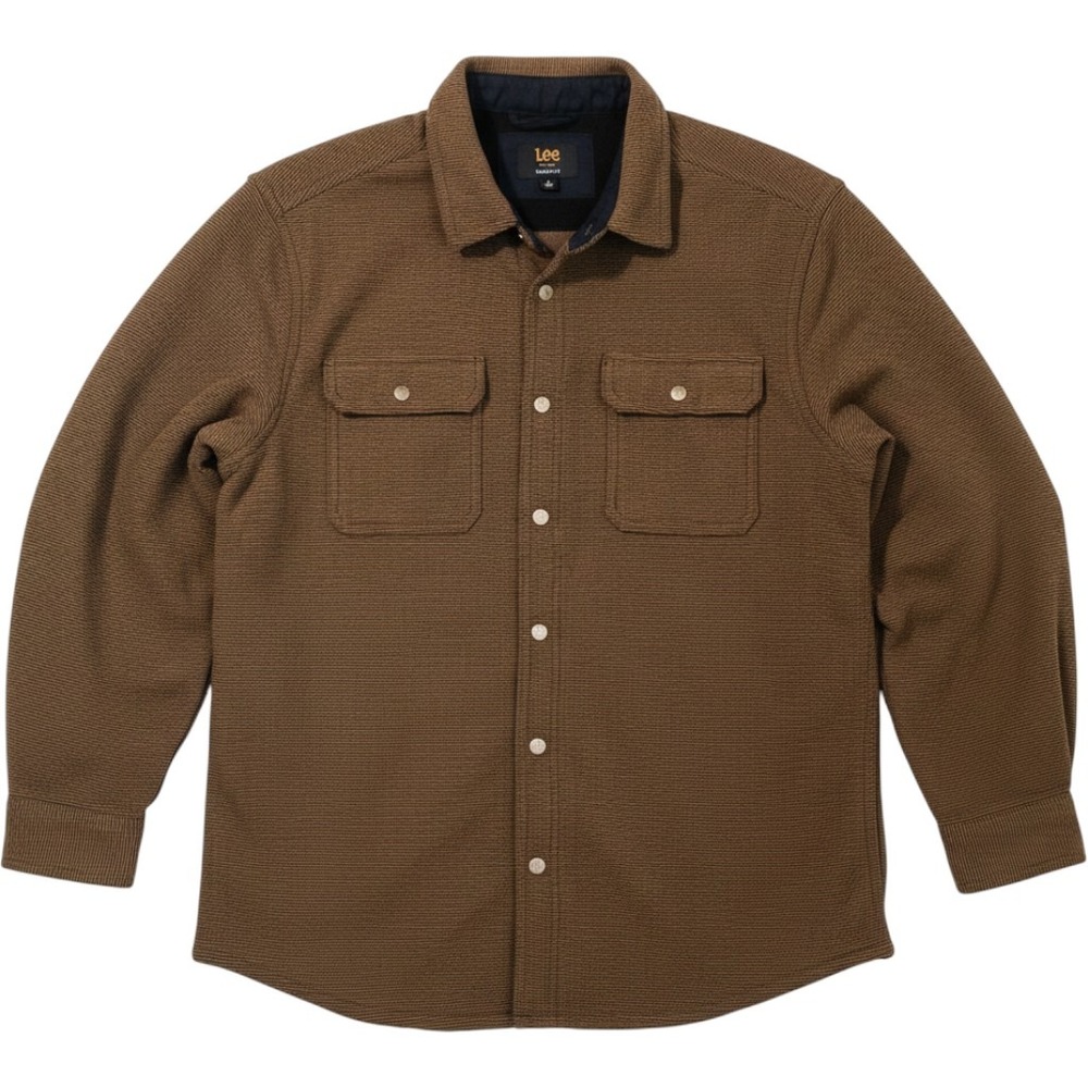 Lee Mens XL Tobacco Brown‎ Polar Fleece Shacket NWT Snap Closure